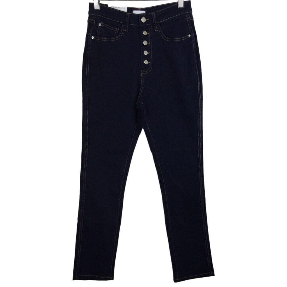 We Wore What Women Danielle Button Fly High Rise Skinny Denim Jeans Black 26 NWT
